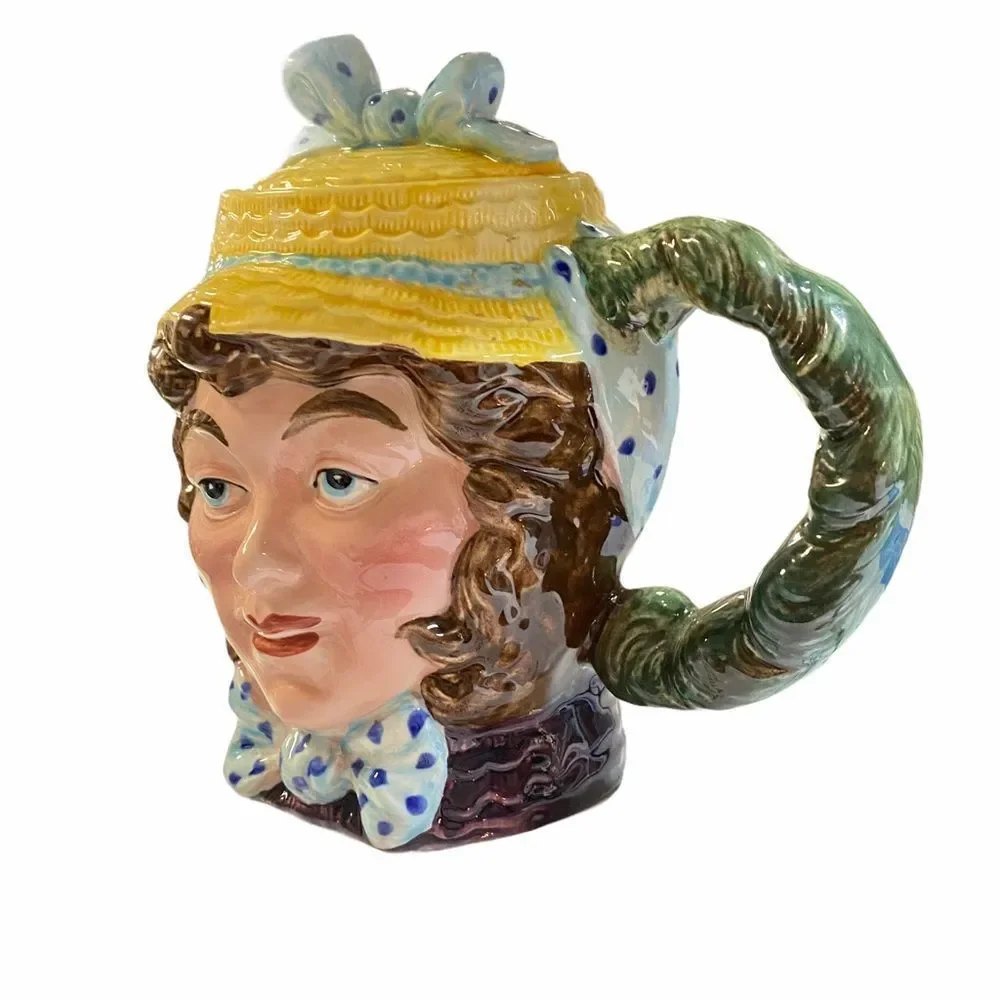 Beswick England Dolly Varden Teapot #1203 Polka Dot Bow Curly Hair‎ Lady Hat